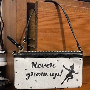 Disney Parks Dooney & Bourke White and Black Clutch with Peter Pan Design